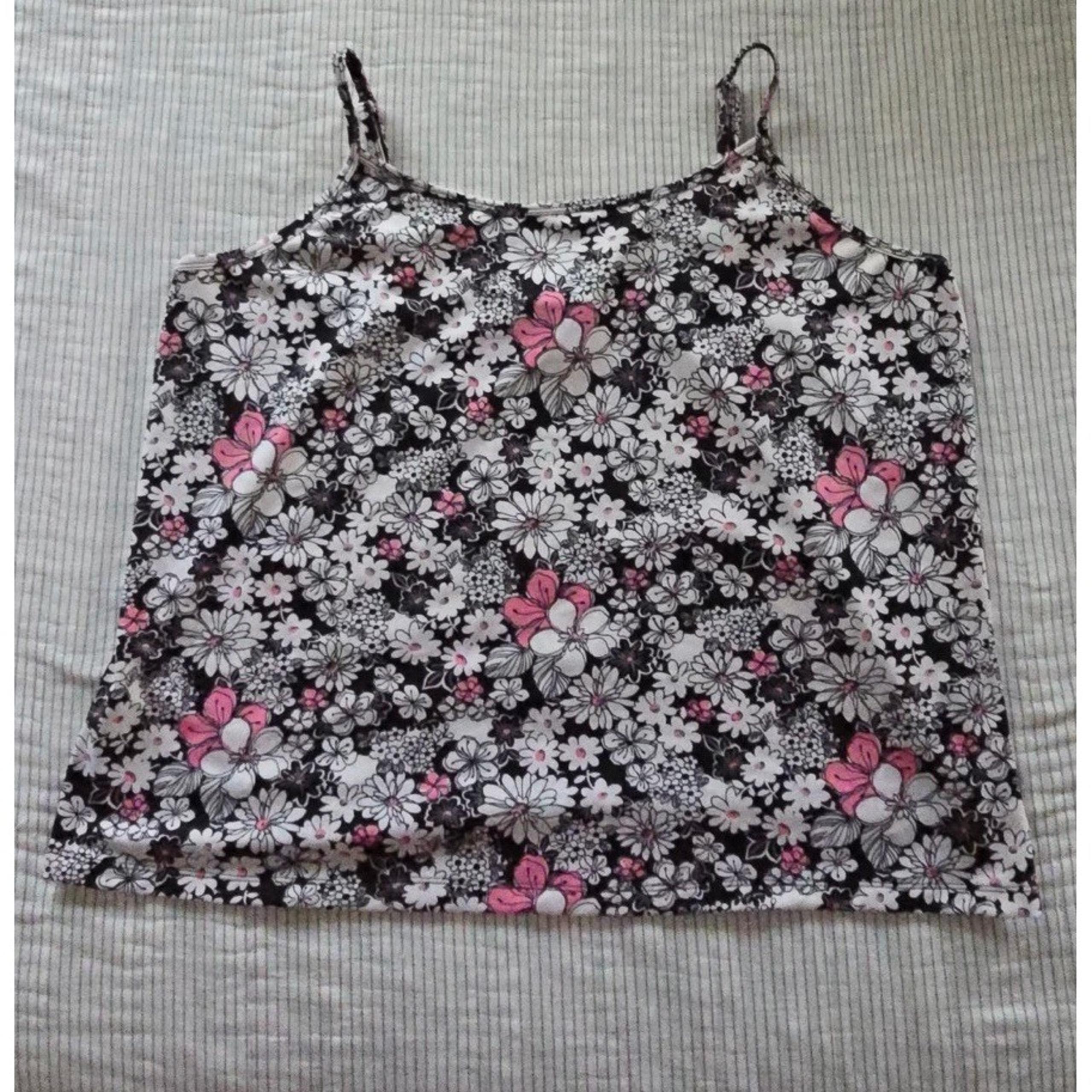 Lane Bryant Women's Black White Pink Floral Sleeveless Tank Top Size 22/24
