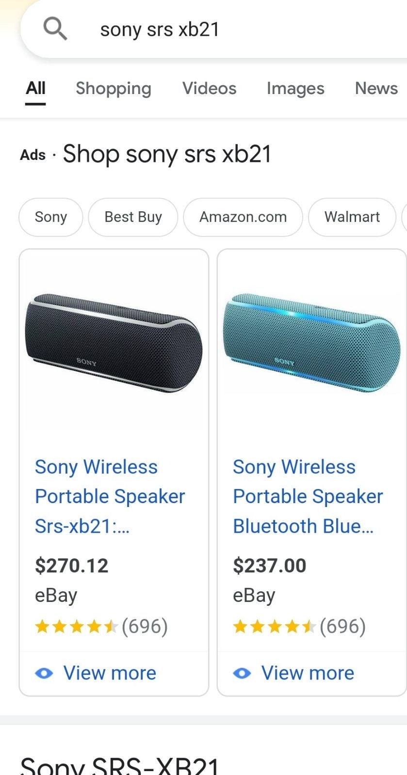 Sony SRS XB21 Bluetooth Speaker
