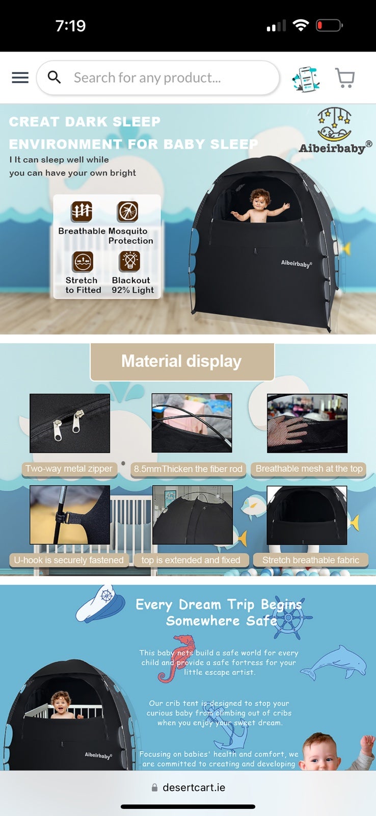 Blackout baby tent never used. Aibeirbaby obo