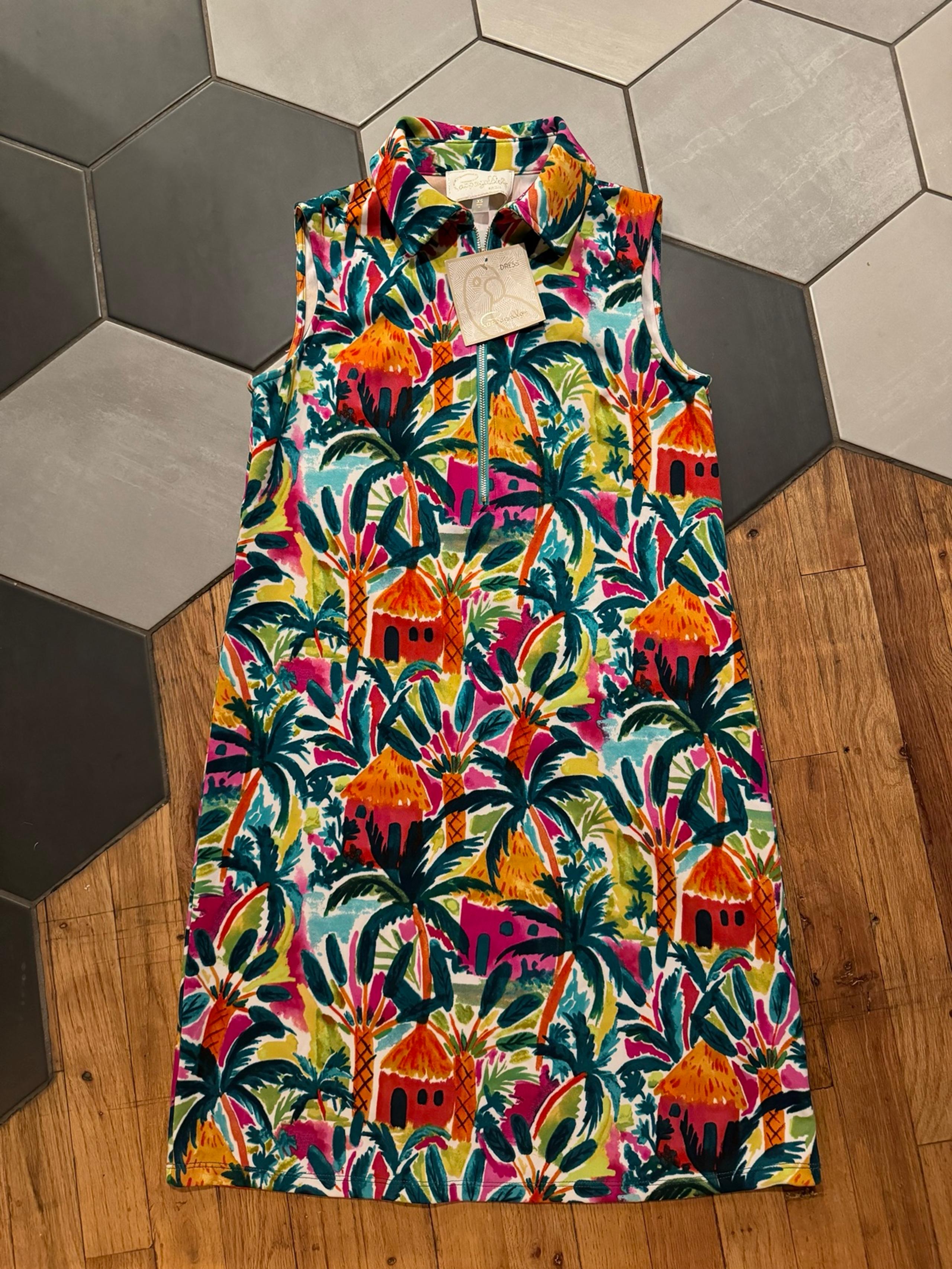 Pappagallo Tropical pink multi dress cruise beach summer XS CUTE!