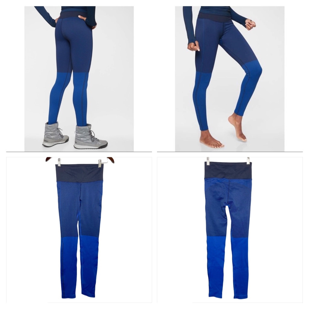 Athleta High Rise Peacock Blue Flurry Colorblock Base Layer Tight Leggings XS