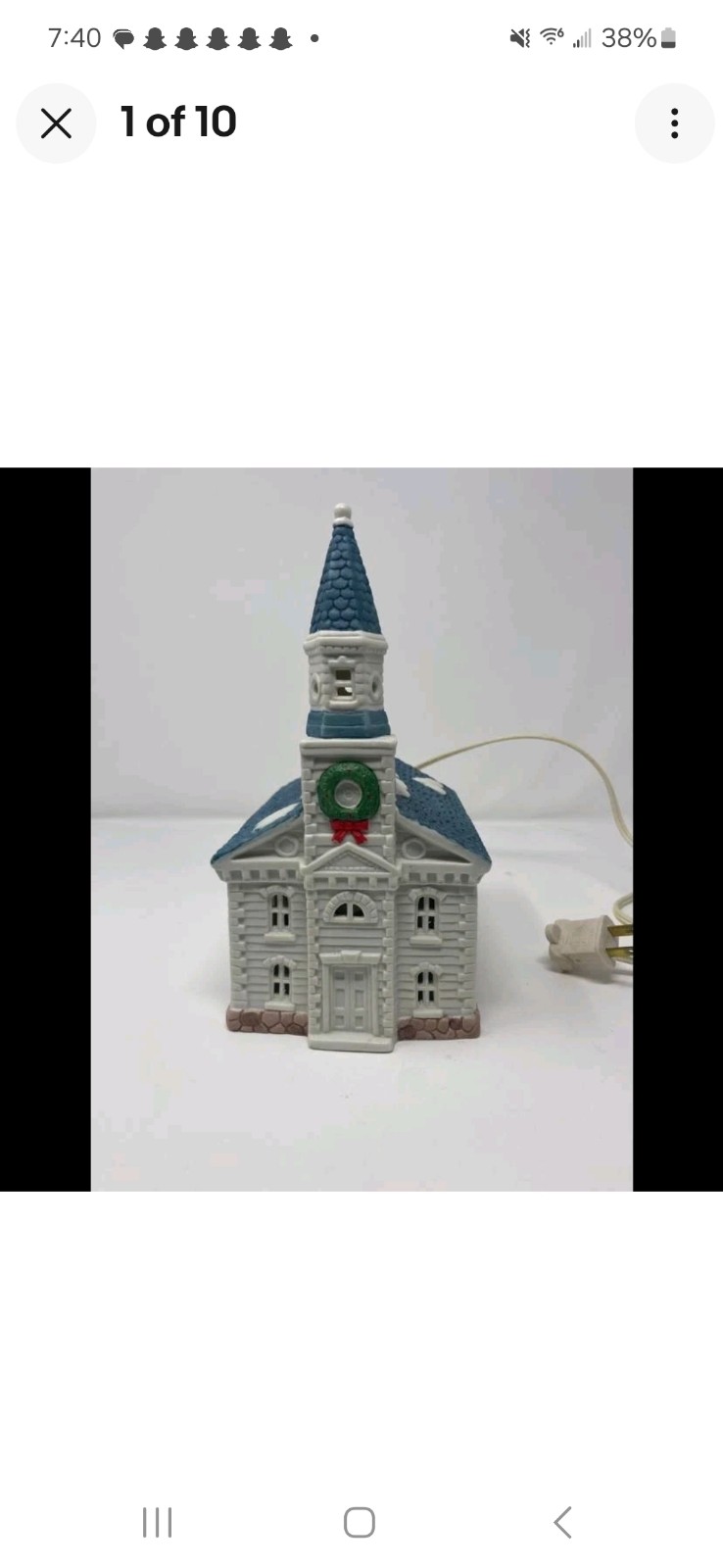 Colonial America Collection Illuminated Church Hand Painted Porcelain 1989