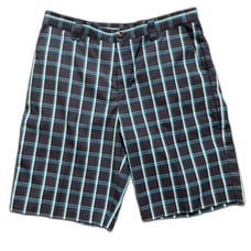 Men's Adidas Navy Blue Plaid Walking Golf Shorts Flat Front SIZE 35