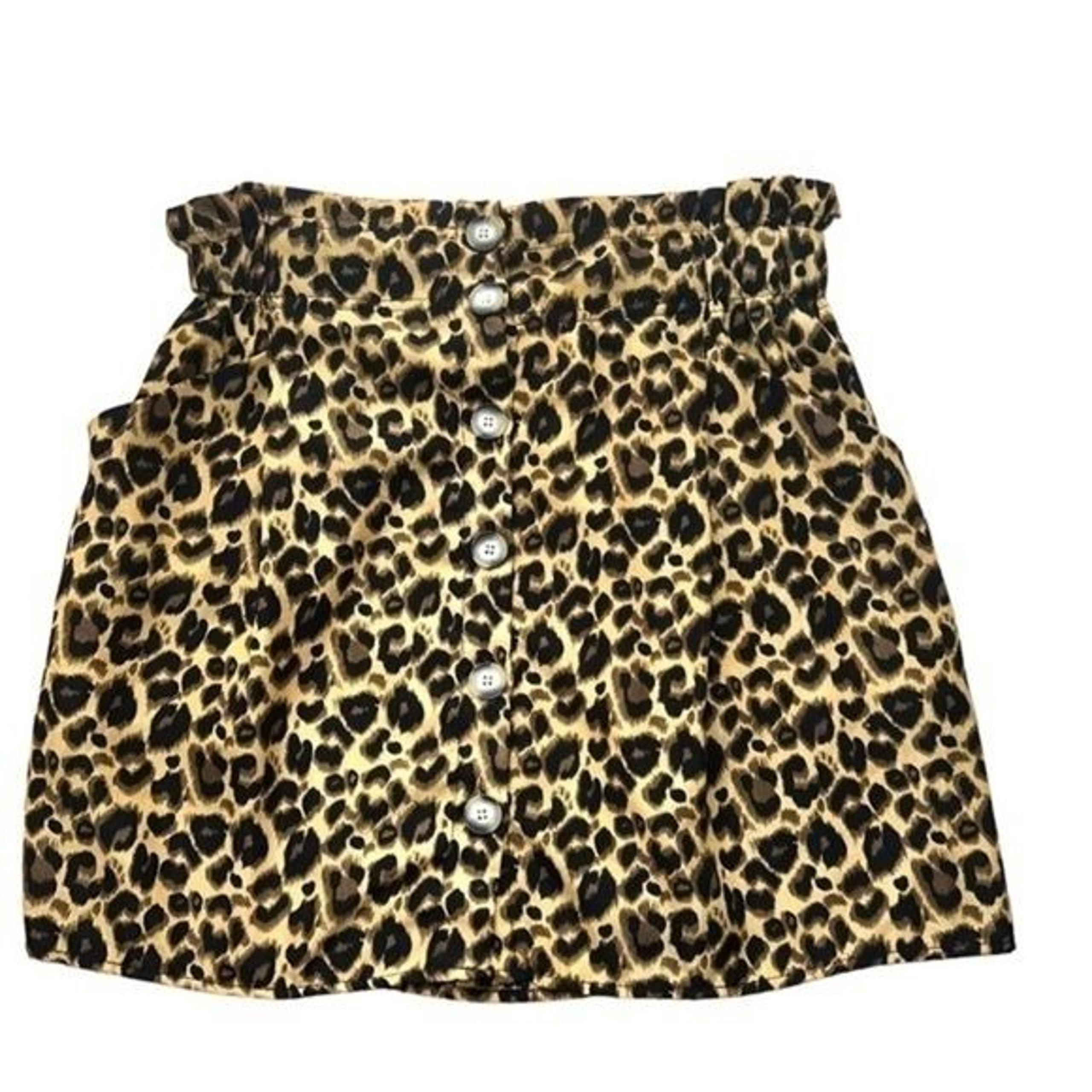 Umgee Leopard Print Button-Front Mini Skirt Animal Print Womens Size Small