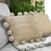 Urban Outfitters Cream Colored Jute/Cotton/Wool Pom Pom Throw Accent Decorative