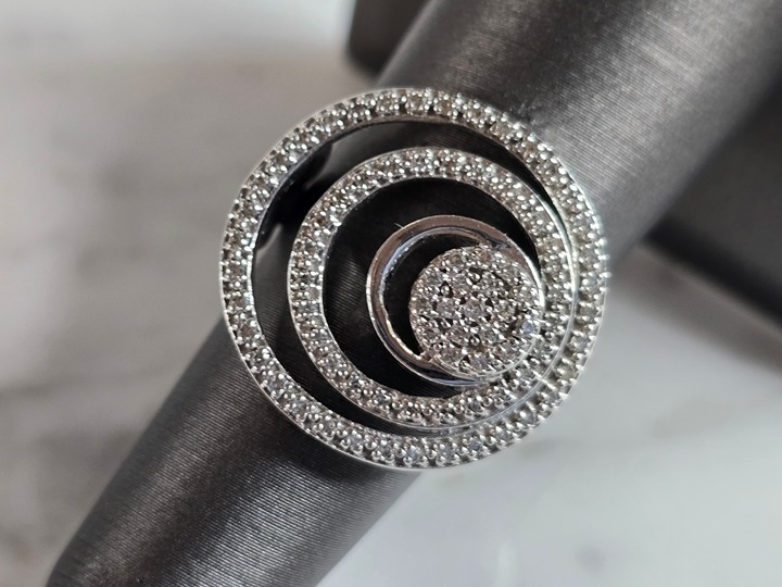 Womens Vintage Estate 14K White Gold Diamond Modernist Ring 7.7g E7384