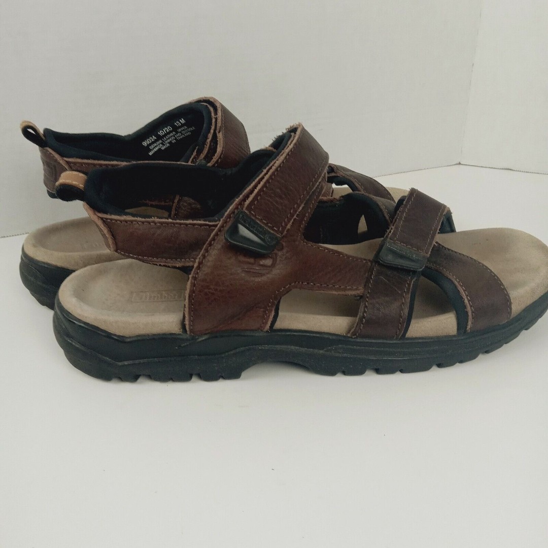 Men's Brown Leather Sandals Sz 13 M Timberland Sport Outdoor Shoes 95024