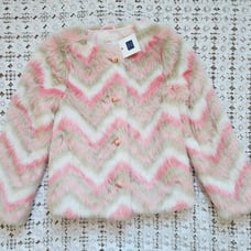Janie & Jack chevron faux fur coat