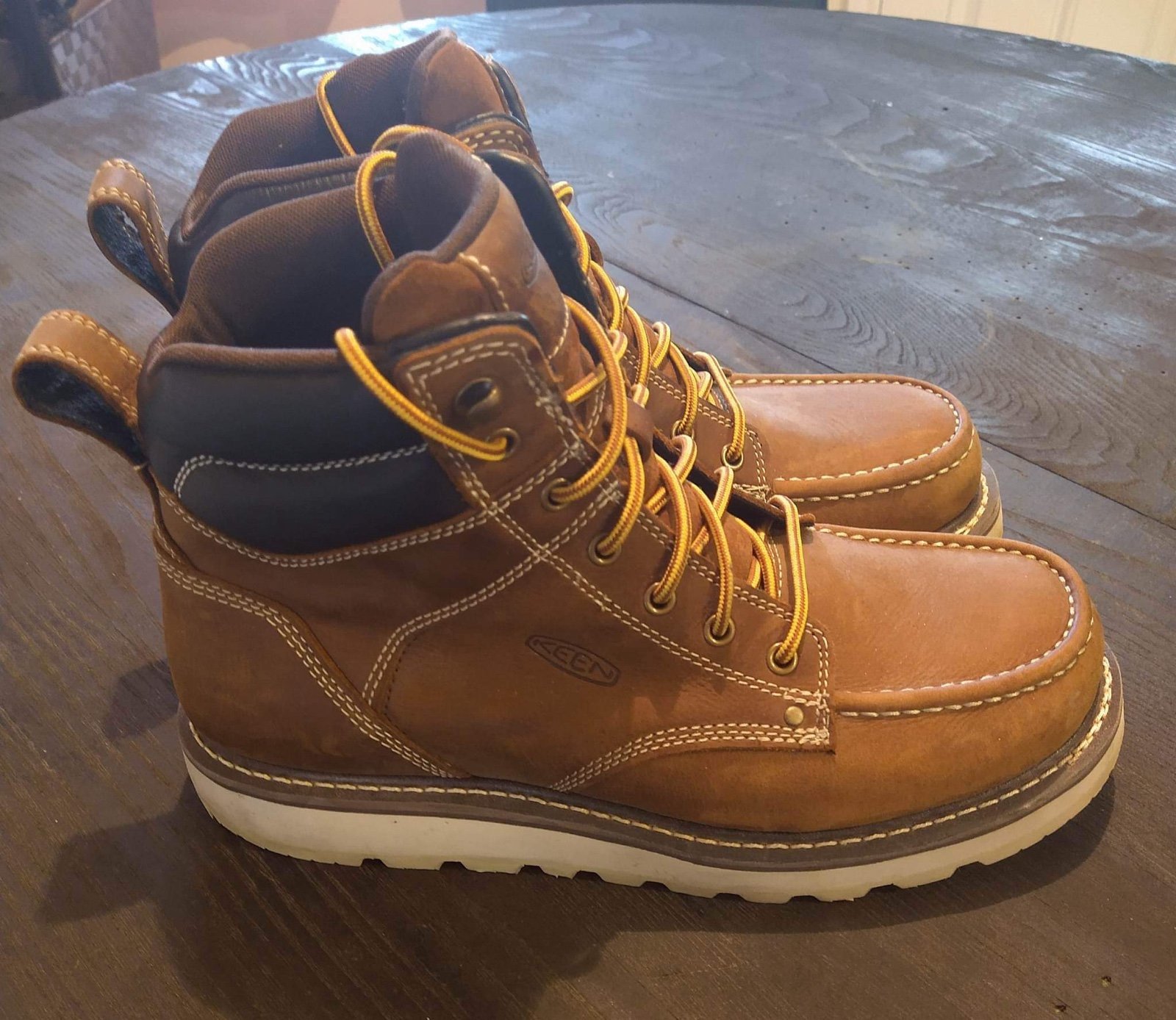 Men's KEEN Utility Construction Work Combat Tan Waterproof Soft Toe Boots 11.5D