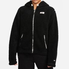 Nike Therma- Fit Faux Fur Full Zip Hoodie Black Sherpa Women’s