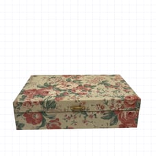 Beautiful Large Floral Fabric Multi Compartment Jewelry Box!