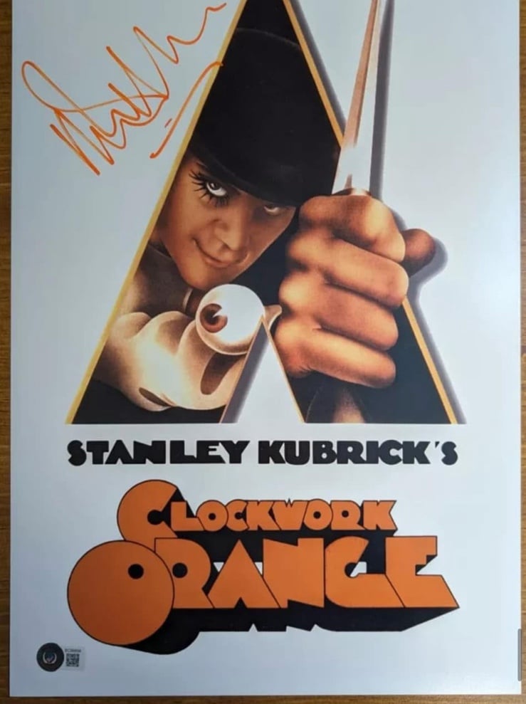 Malcom Mcdowell signed clockwork orange 11x17