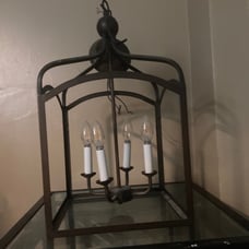 Caged pendant light fixture