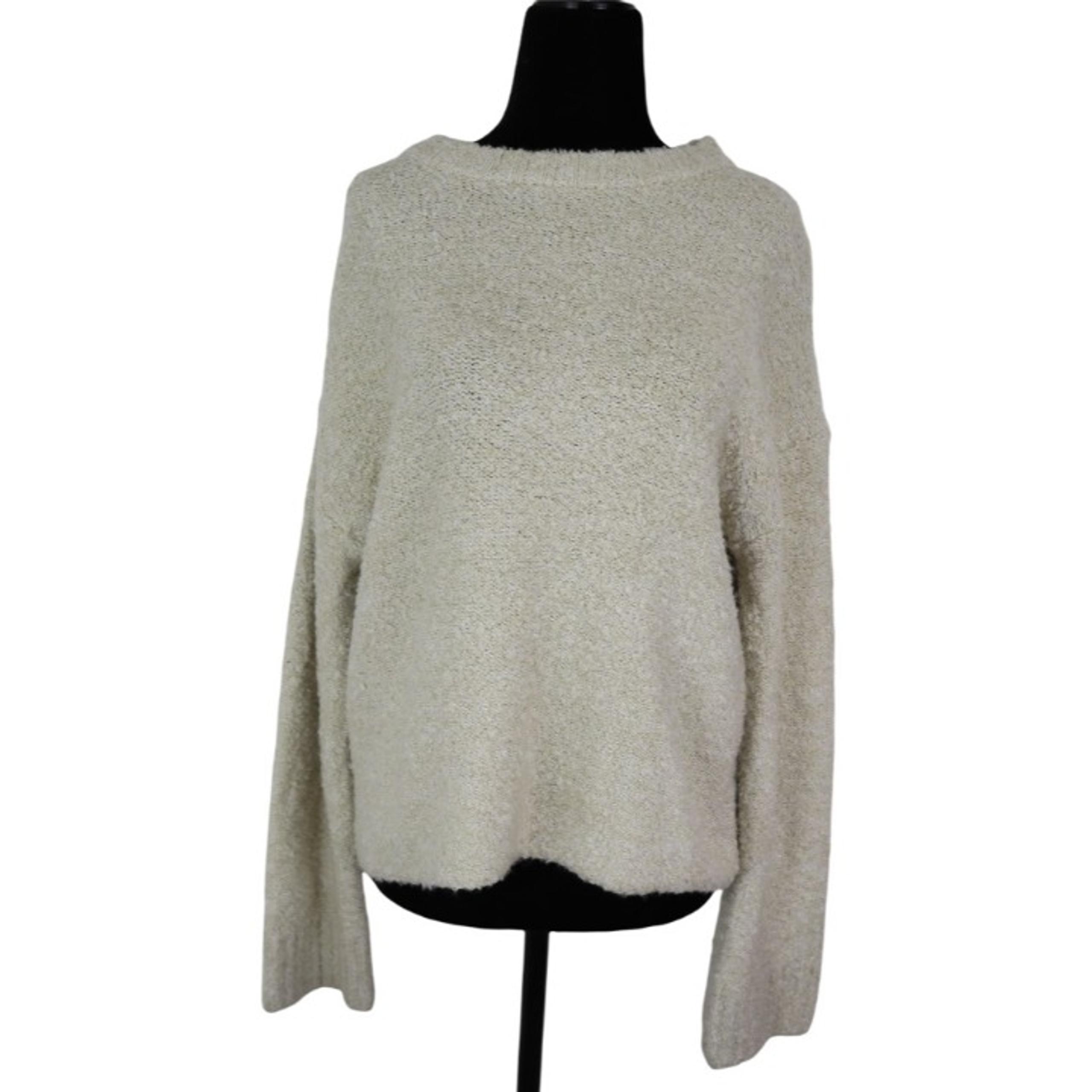 NWT Abound Women's Size M Popcorn Details Pullover Sweater Long Sleeve Beige