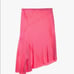 HELMUT LANG Neon Pink Satin A-line Asymmetric Flounce Midi Skirt 10 M