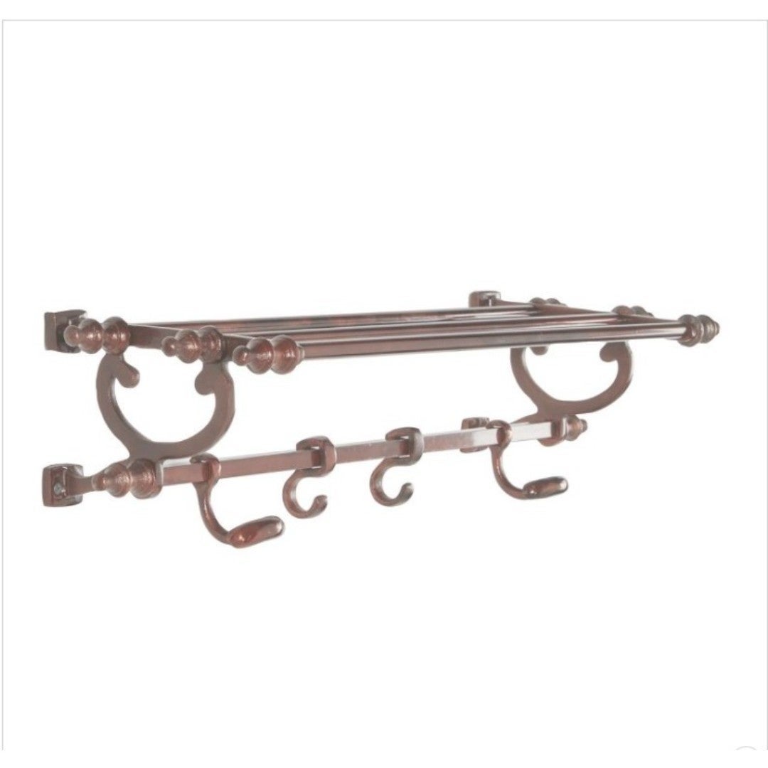 24 x 6 Modern Copper Finish Aluminum Wall Hook Shelf