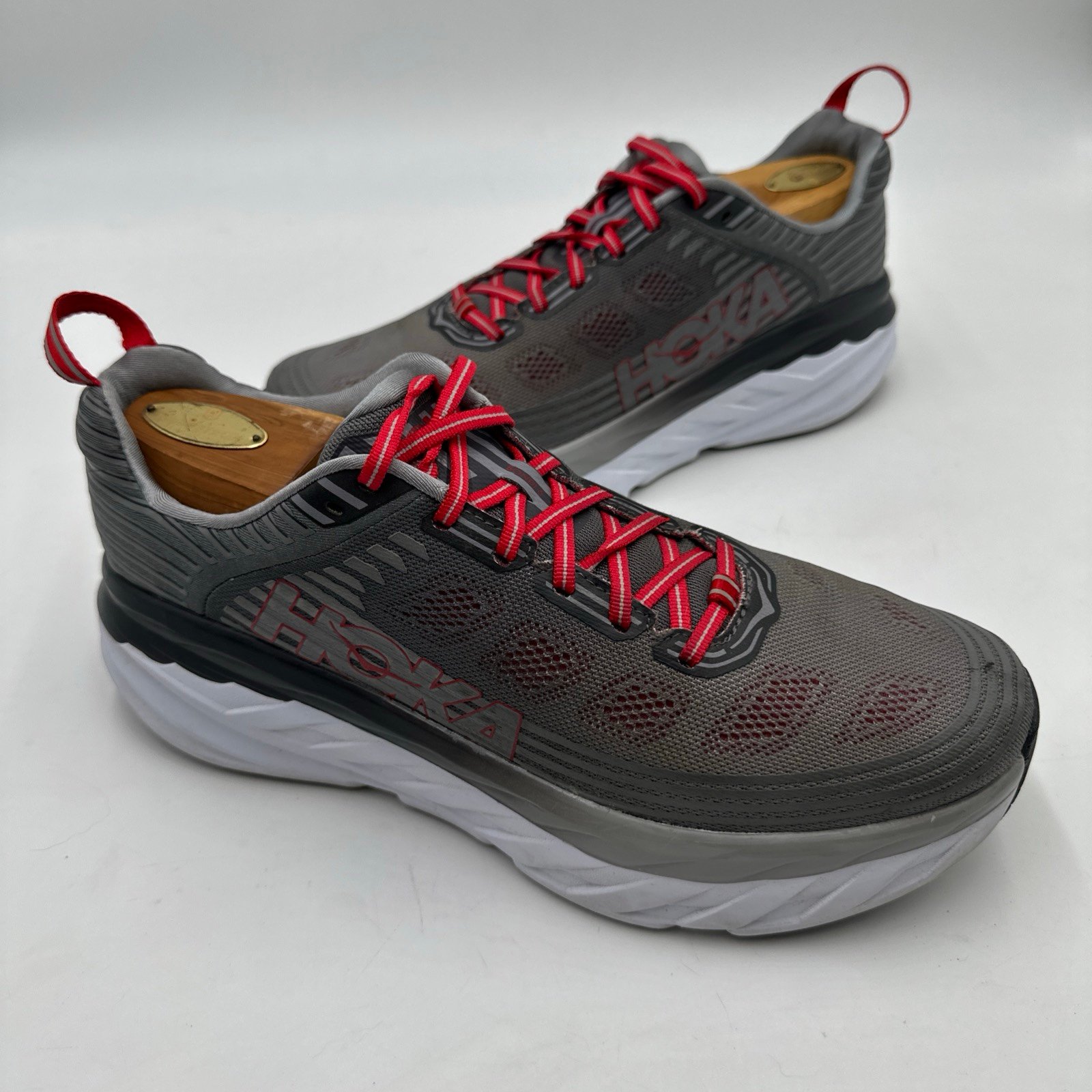 Hoka One One M Bondi 6 Men’s Size 10.5 Gray Red 1019269