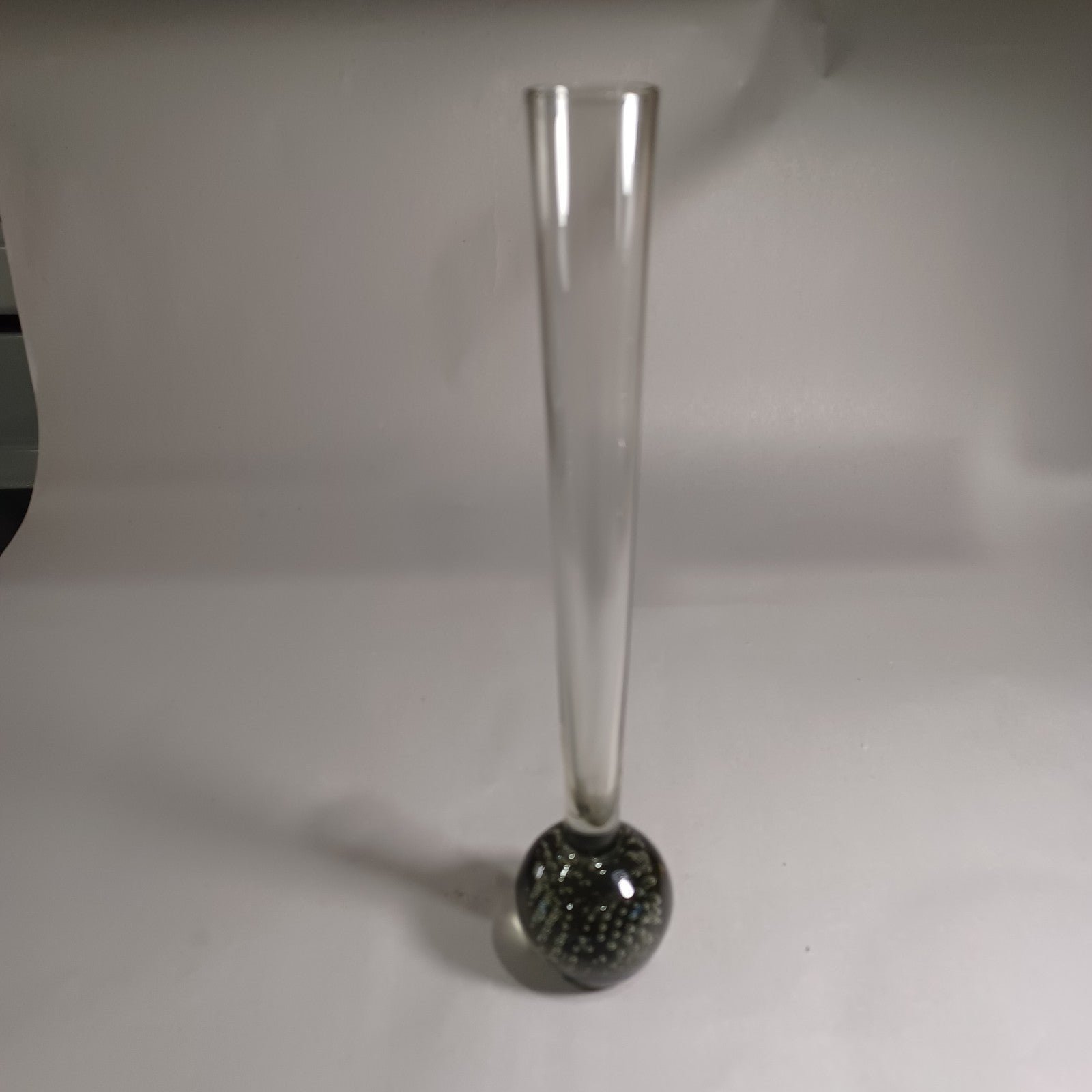 Two Handblown Bullicante Bud Vases 9.75 Smoke & 9.25 Blue Glass Bulbs