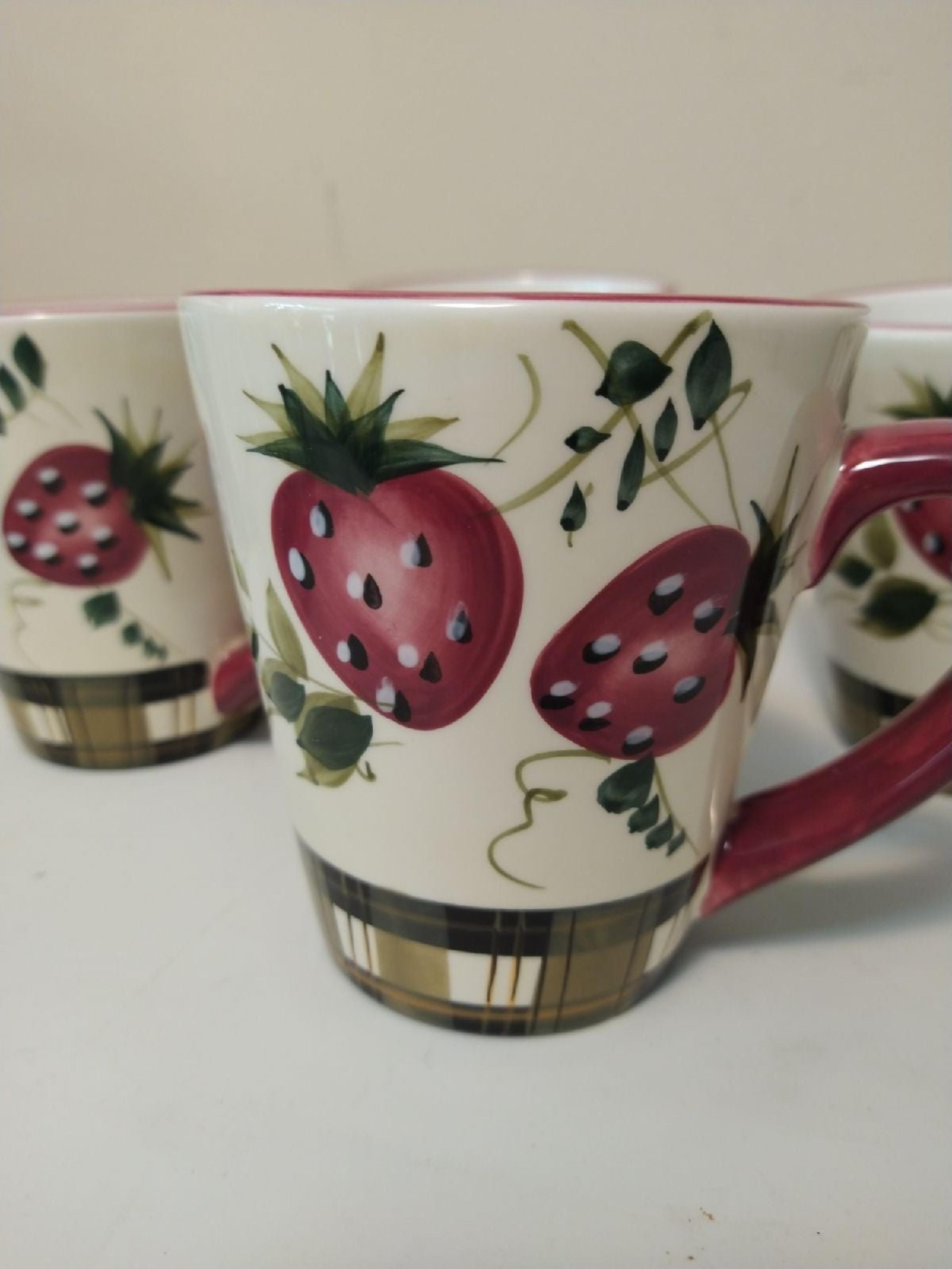 strawberry plaid coffee mugs by Oneida