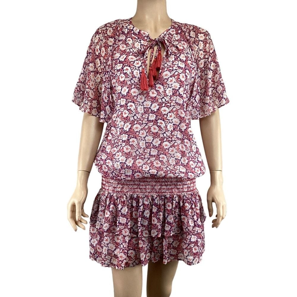 Rebecca Minkoff Dress Size Small Pebble Poppy Floral Boho Smocked Waist