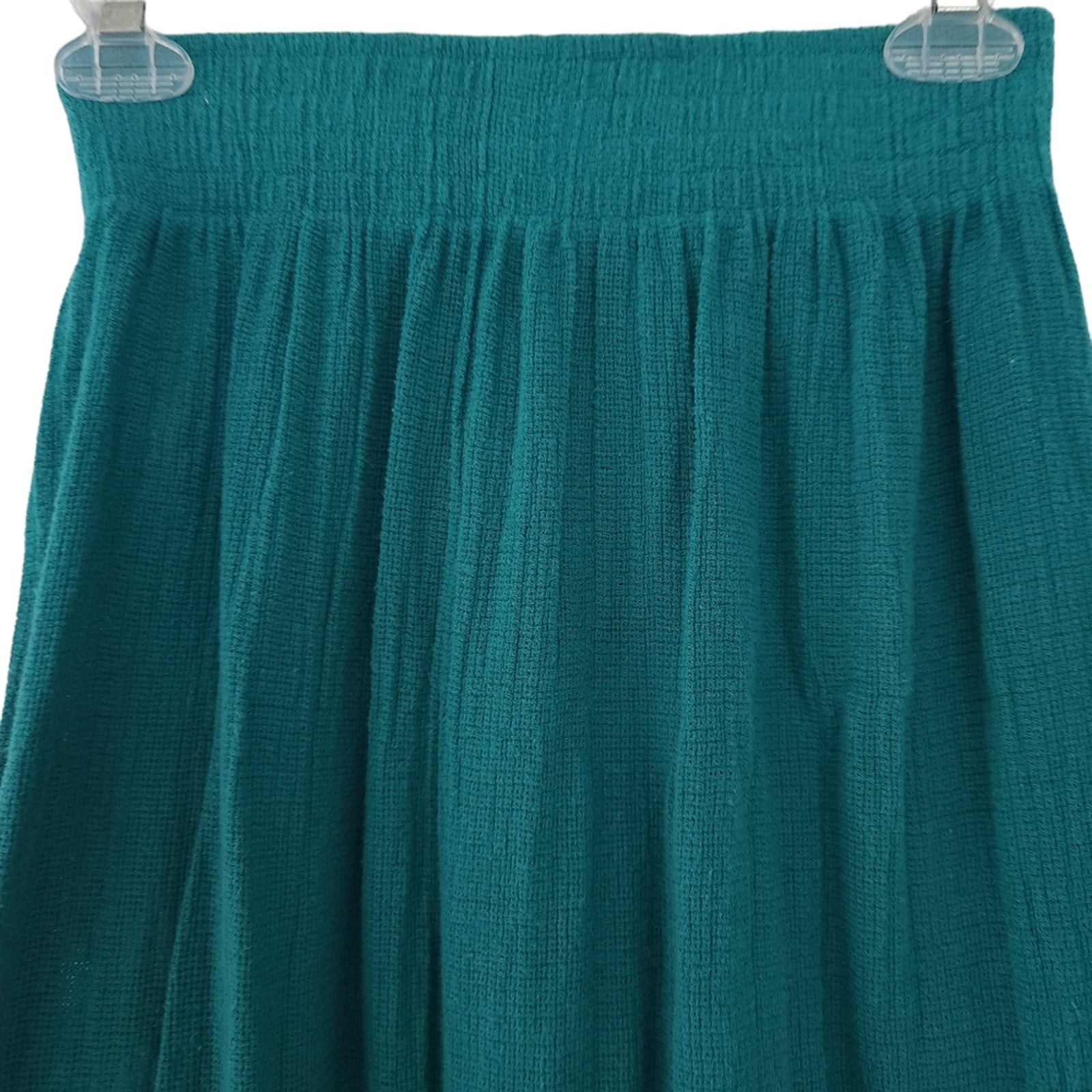 Vintage Norma Kamali Midi Skirt Small Teal Blue Elastic