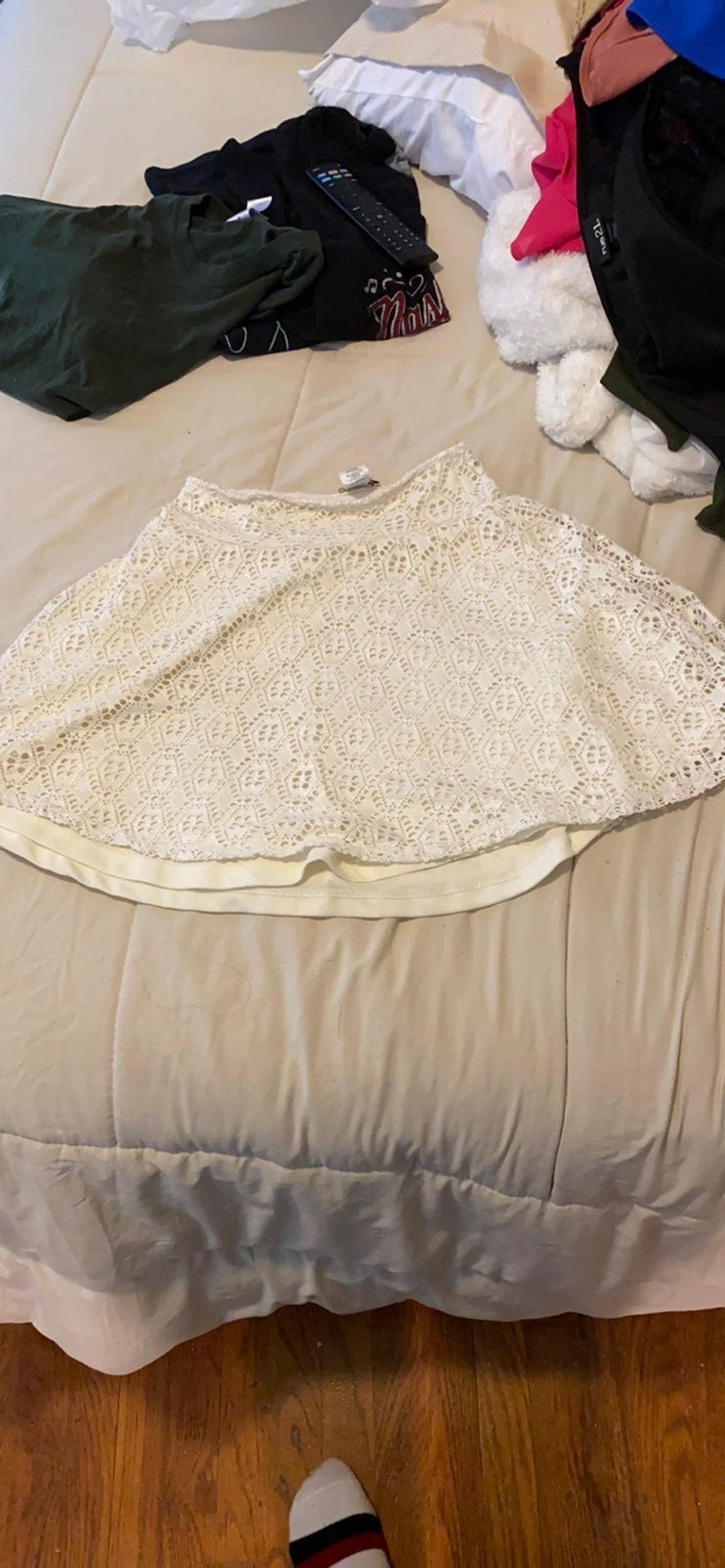 Lily White Crochet Overlay Mini Skirt