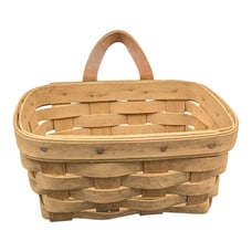 Longaberger Small Rectangular Basket Handwoven Handle Hanging VTG 7x5x3.5