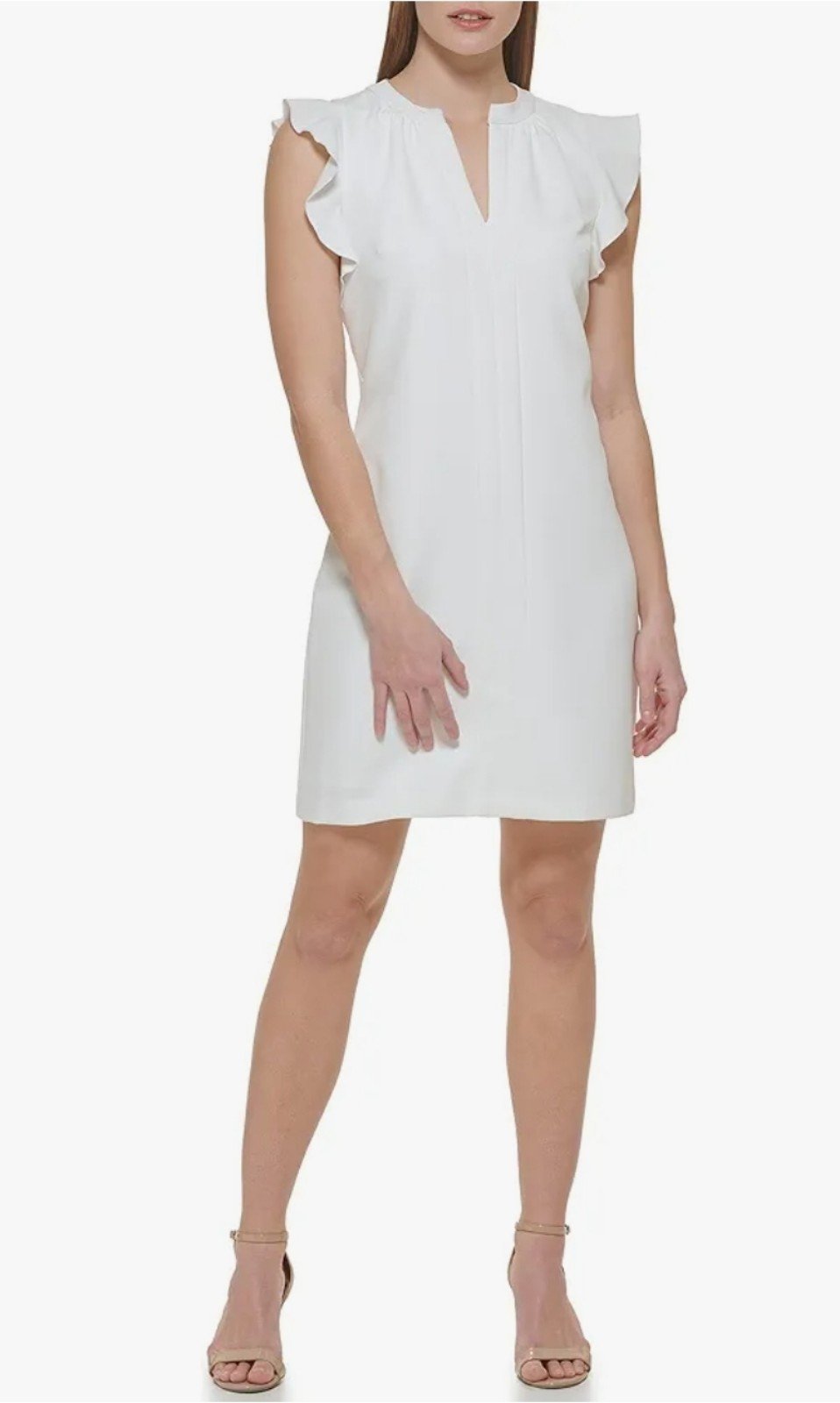 Vince Camuto Women's Sleeveless V Neck Laguna Shift Dress, Ivory