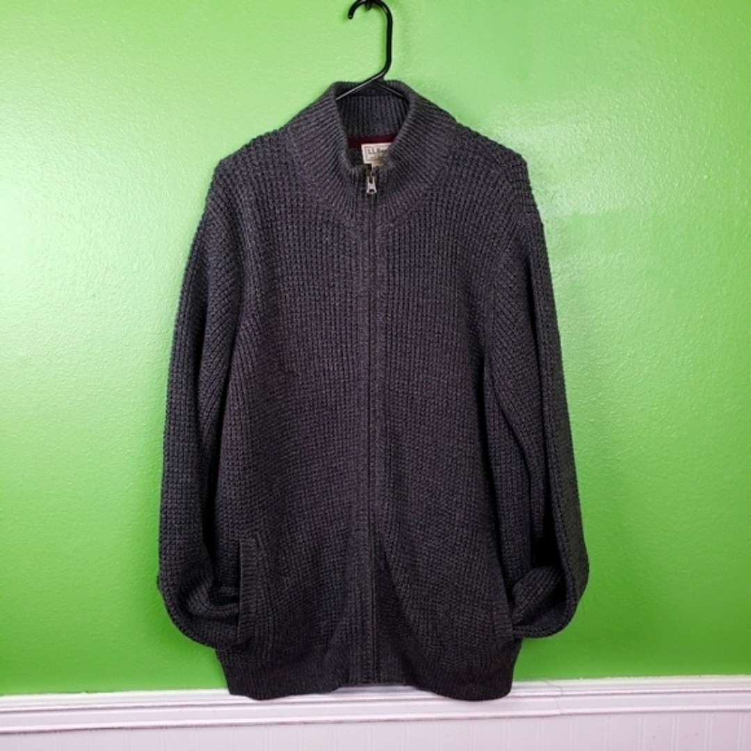 L.L. Bean Men's Heavy Knit Cotton Zip Up Sweater Size XL-Reg