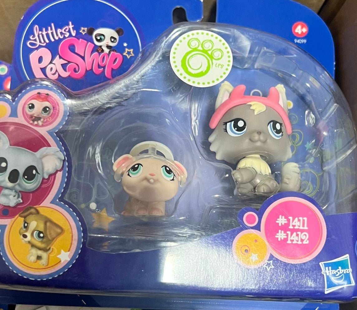 Lps Littlest Pet Shop #1411 & #1412 Wolf and Mouse New in Box Rare!!!