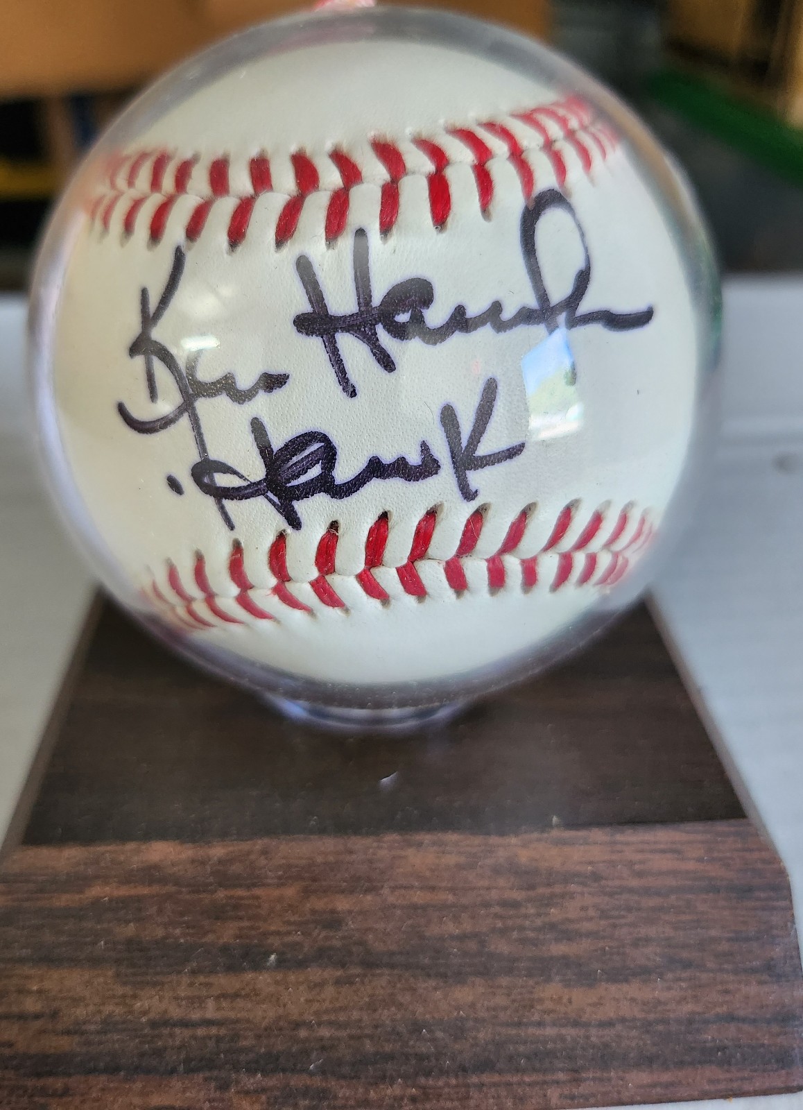 Ken Hawk Harrelson Autographed ed baseball
