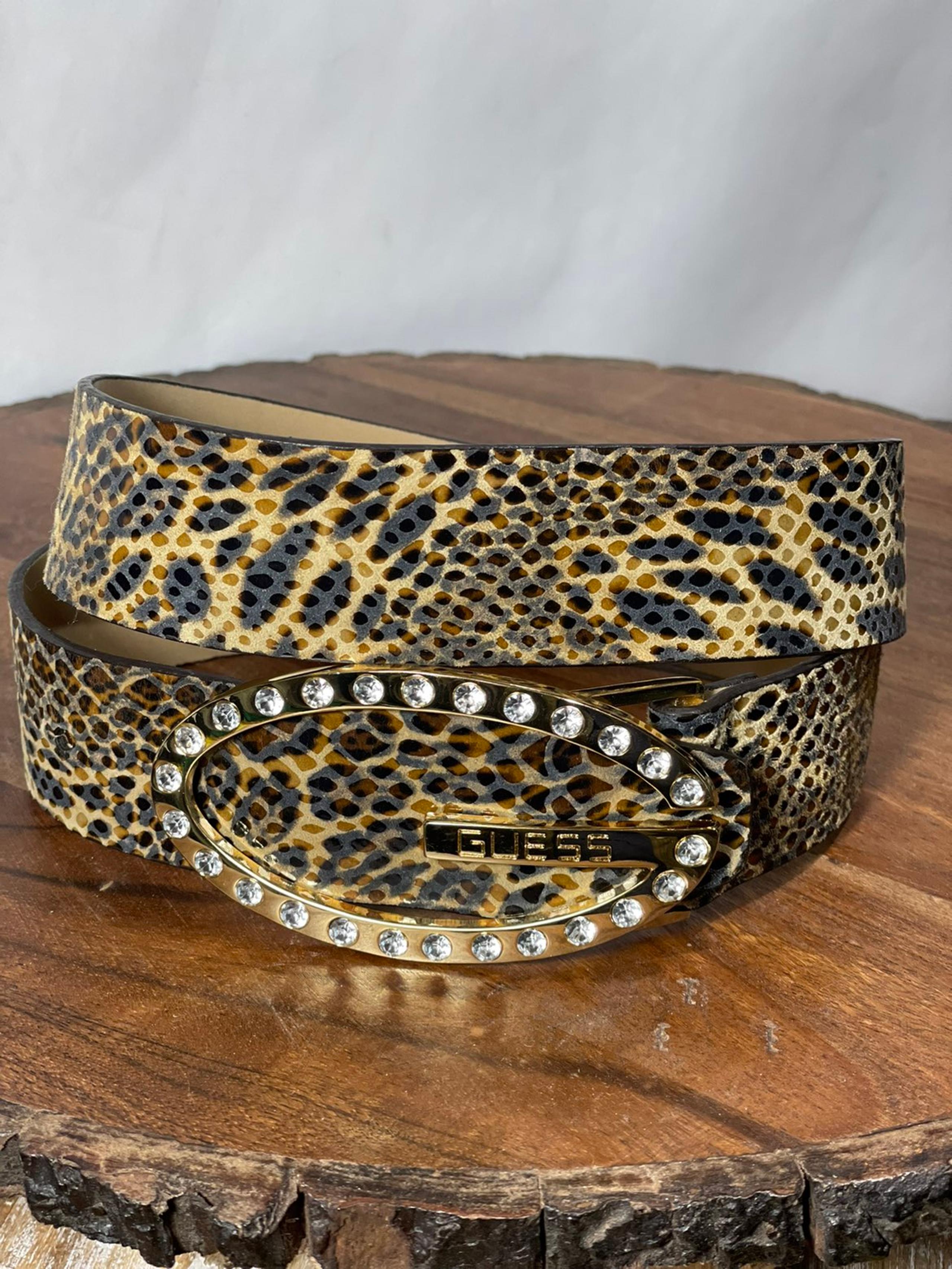 Guess leather belt snake print womens M