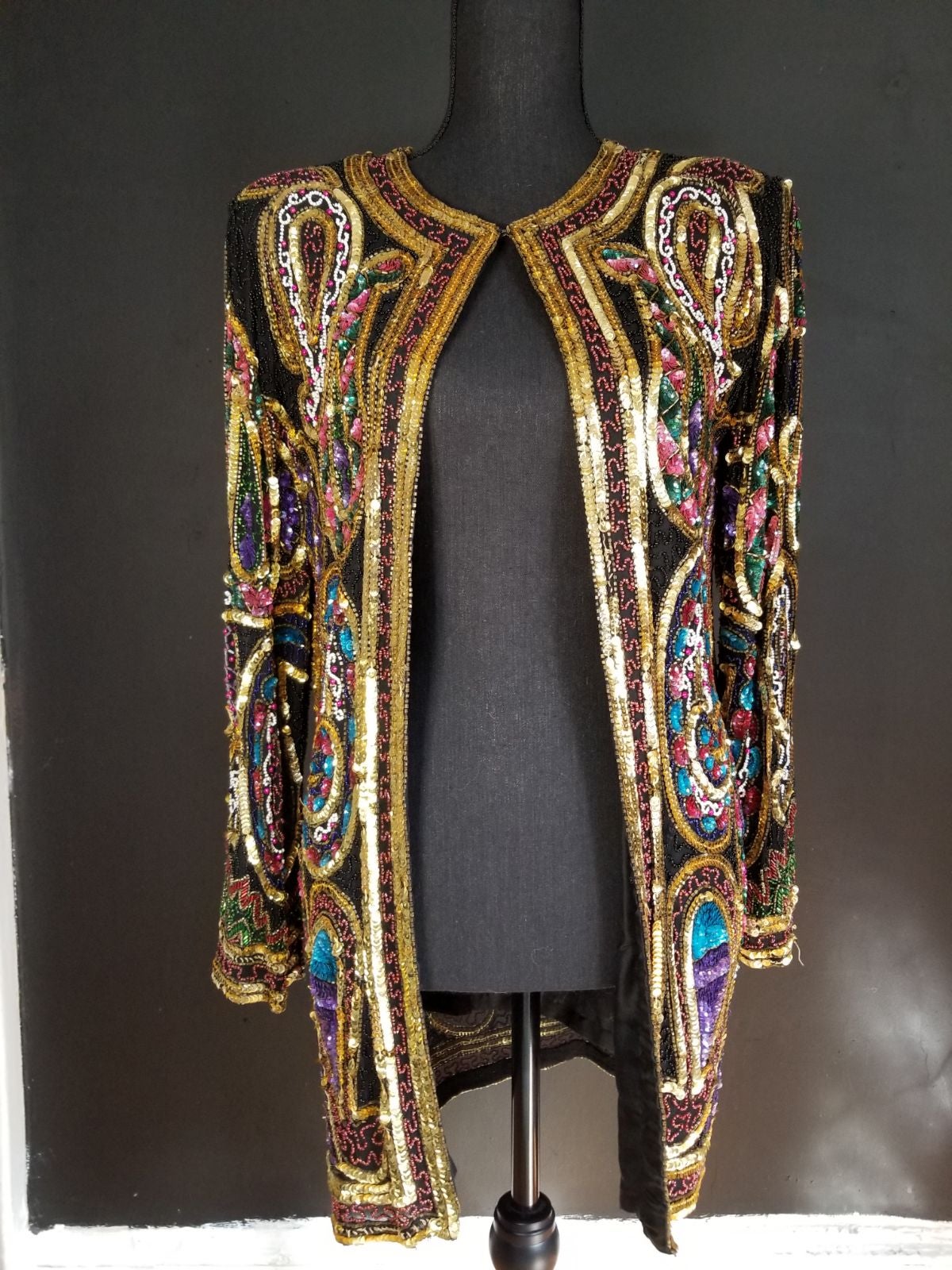 vintage 80's hand beaded design jacket