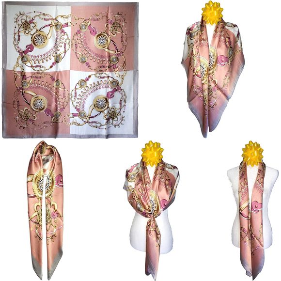 NWT Genuine 100% Mulberry Silk Satin Scarf 42 x42 Large Square Shawl 59351