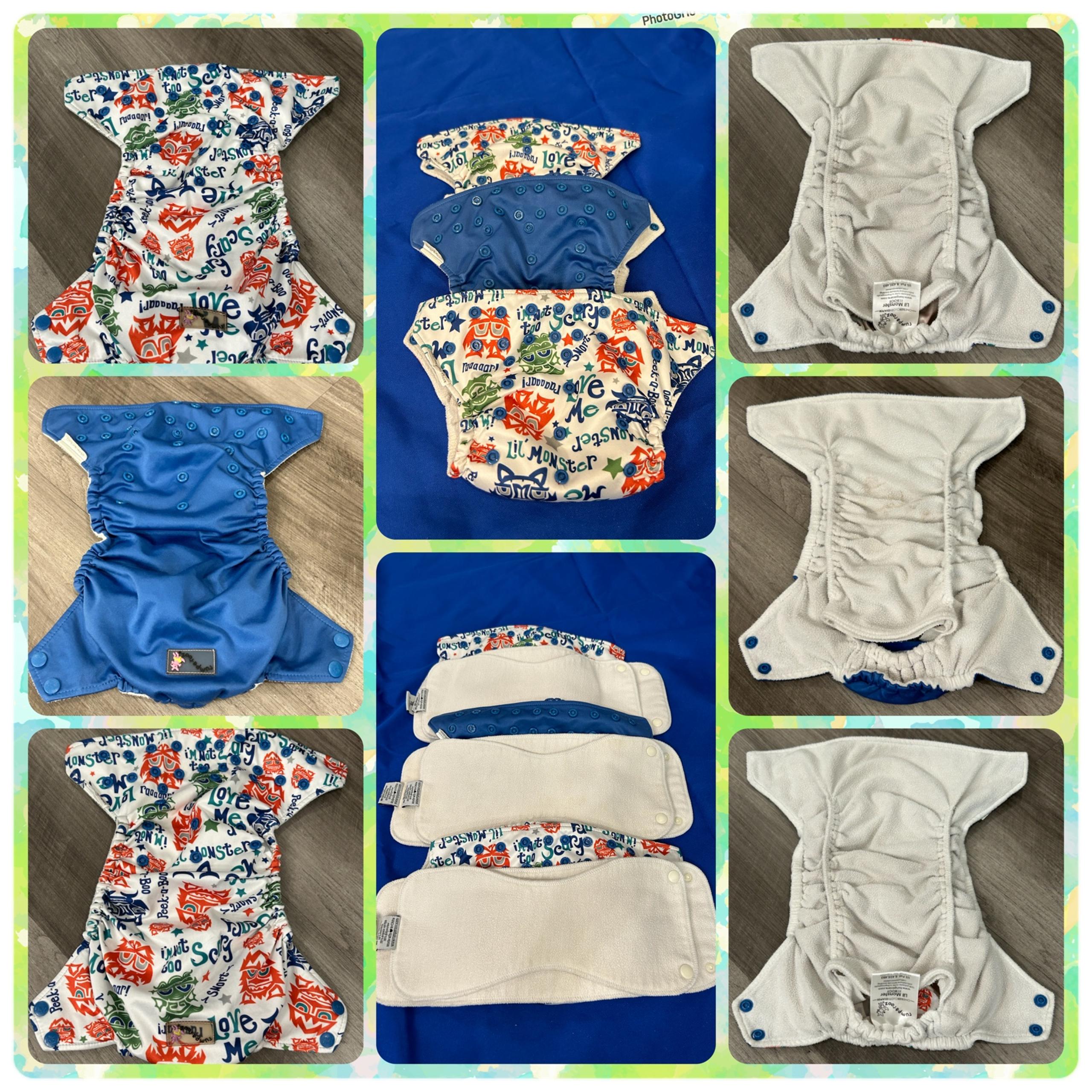Kanga Care Rumparooz Pocket Insert Diaper Lot of 3, like new, +6r bambo inserts