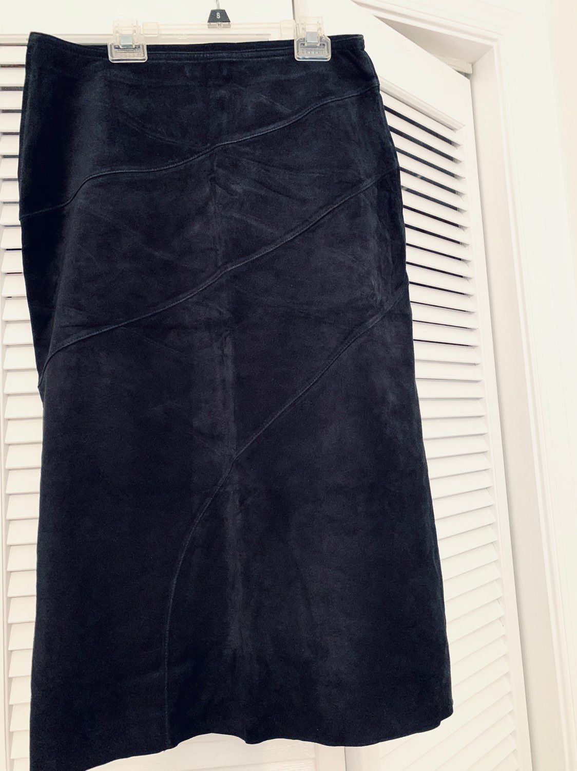 Long Black Suede Pencil Skirt
