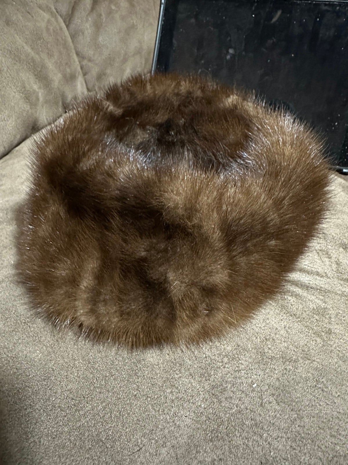 Vintage Deborah Exclusive Mink Brown Real Fur Hat, Size 8 Fitted