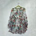 Rosevelvet White Floral Ruffled Chiffon Mini Long Sleeve Dress Sz S