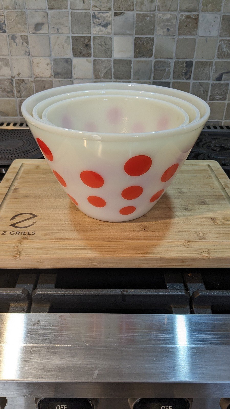Vintage Fire King Polkadot Mixing Bowls