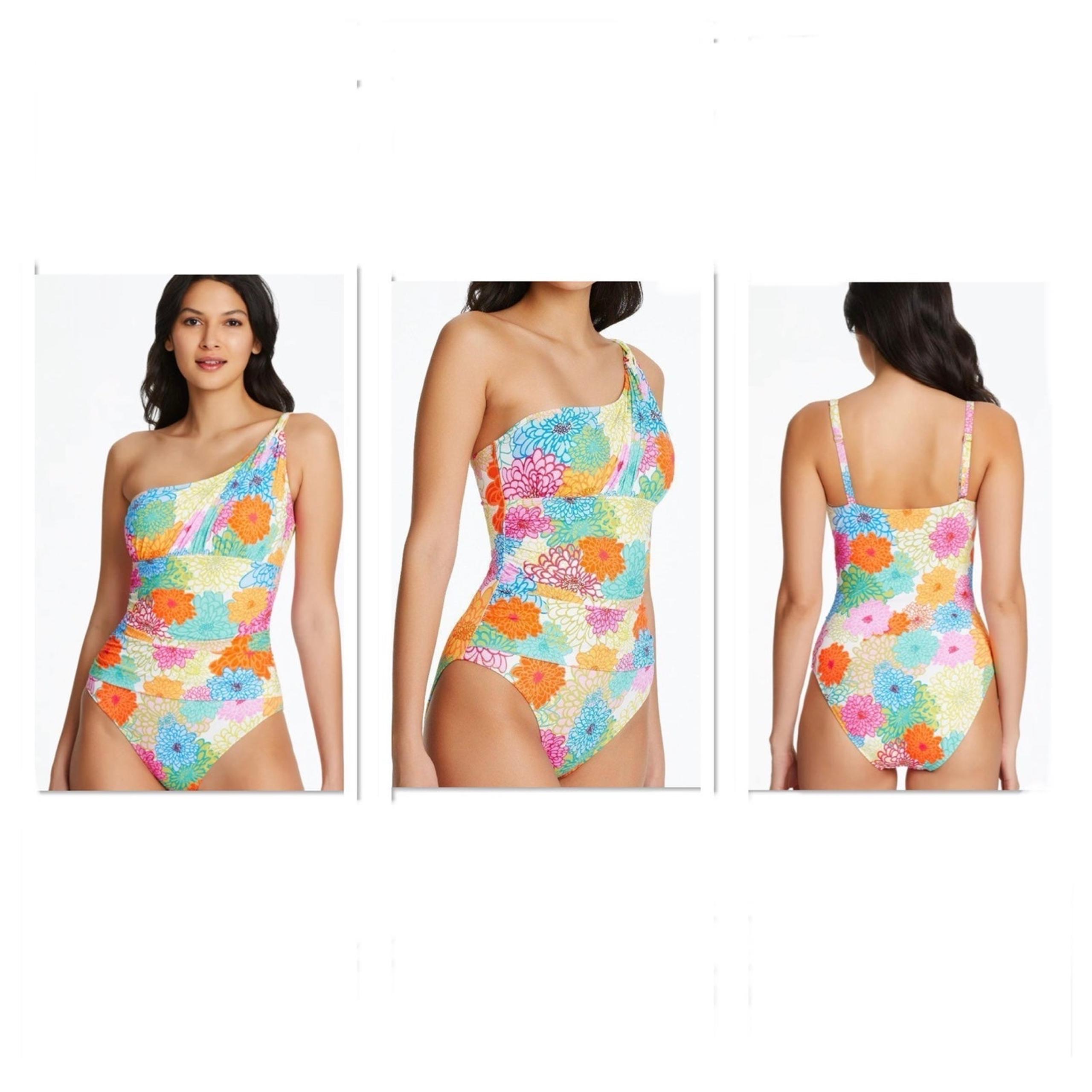 BLEU BY ROD BEATTIE FRESH ONE SHOULDER ONE PIECE SIZE 6