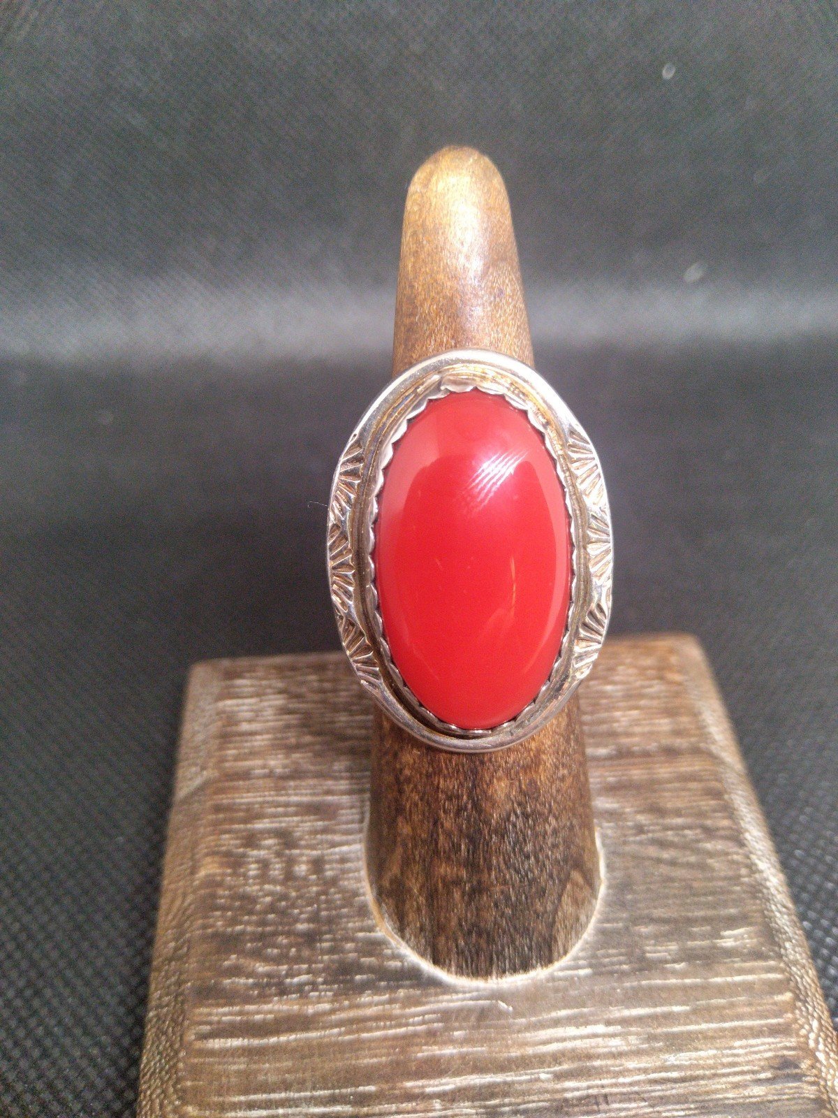 Vintage Sterling silver native American store style Richard Thomas signed red onyx