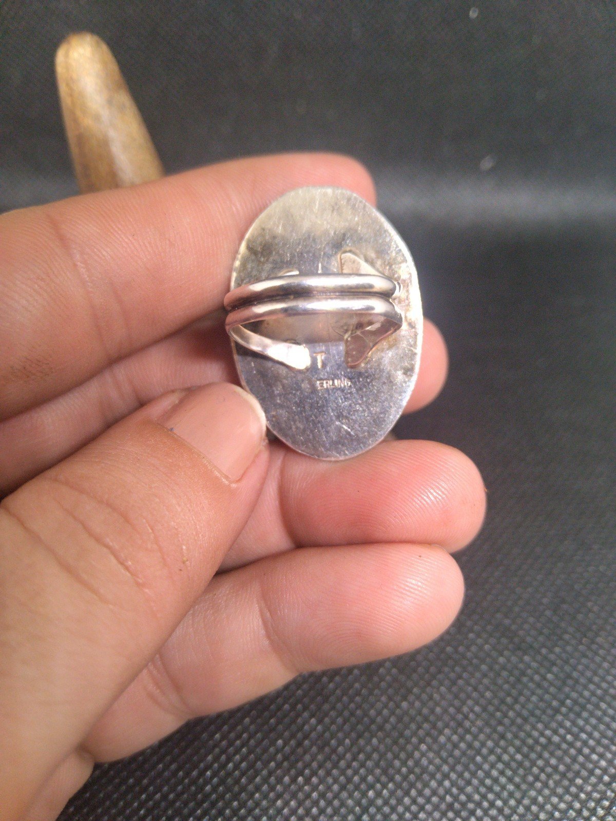 Vintage Sterling silver native American store style Richard Thomas signed red onyx