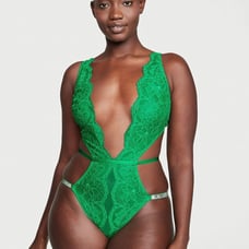 Victoria ’s Secret Very Sexy Shine strap Lace Crotchless Teddy . Size Small