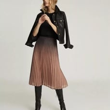 NTW Reiss Marlene Ombré Pleated Midi Skirt