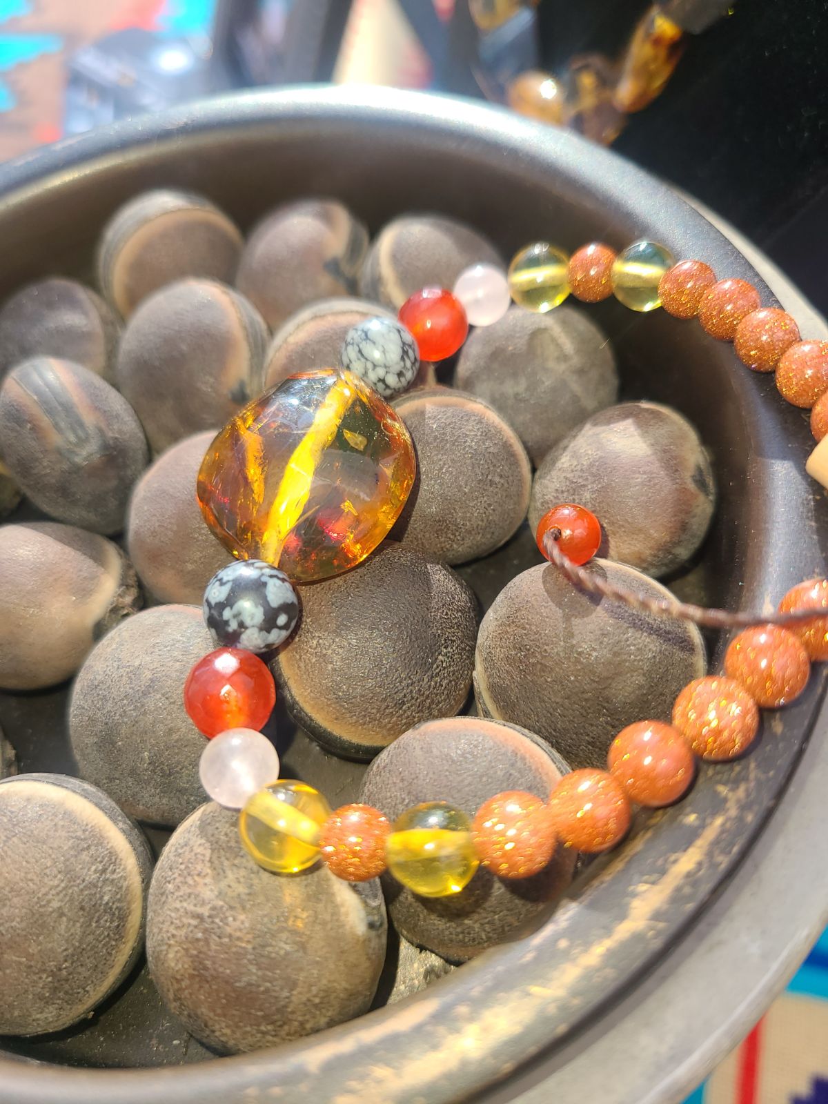 Mexican amber with gemstones bracelet