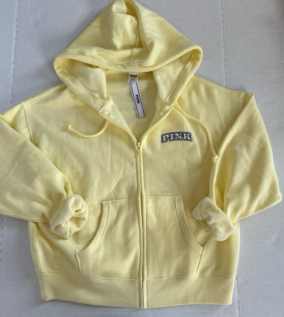 VS PINK Sweatshirt Full Zip Hoodie Size XS Mellow Yellow 2025