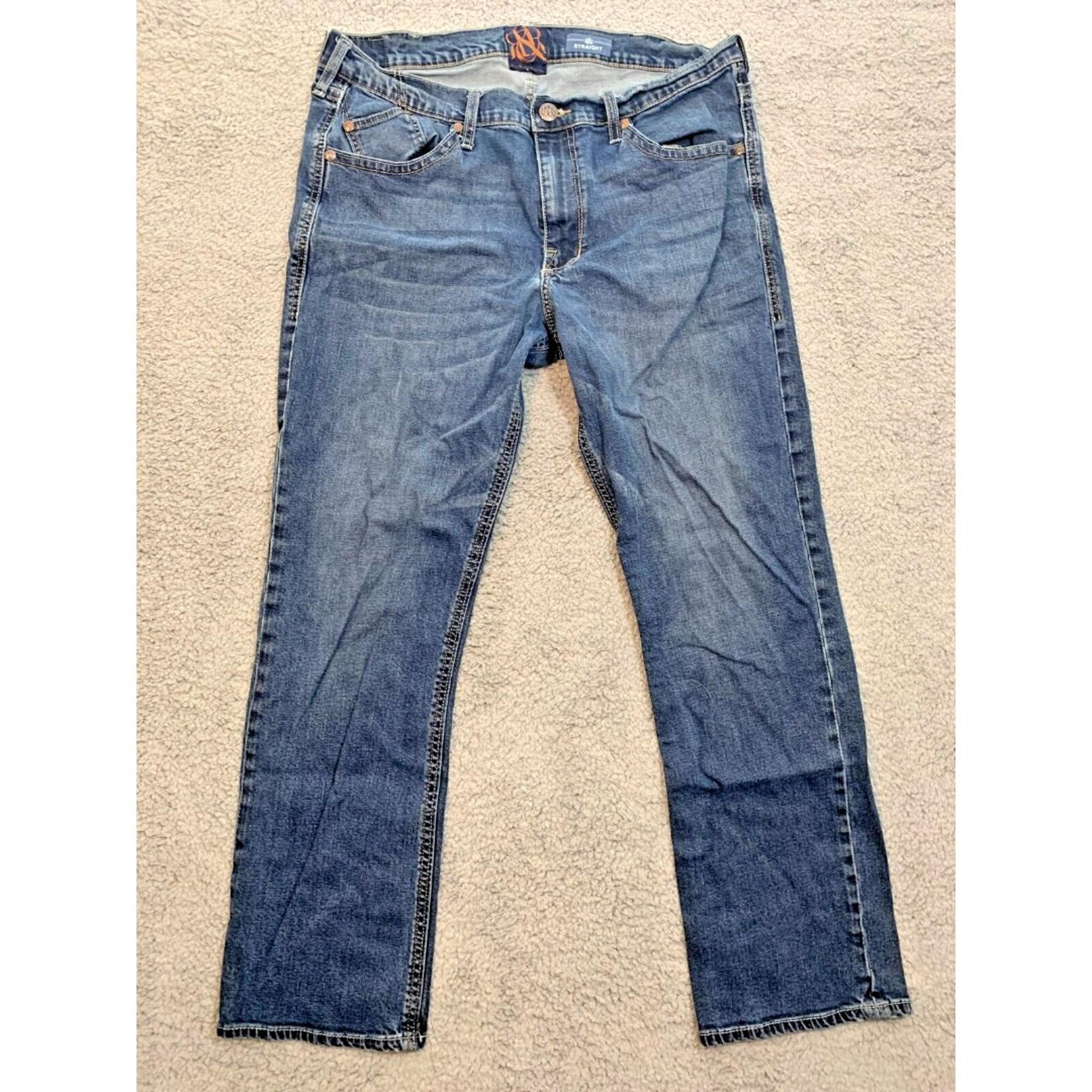 Men's Rock & Republic Neil Straight Denim Blue Jeans Size 38 x 32