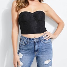 Guess JENNIFER LACE BUSTIER TOP black