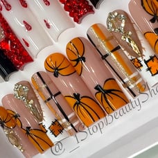 GEL Press on Nails// pumpkin patch✨