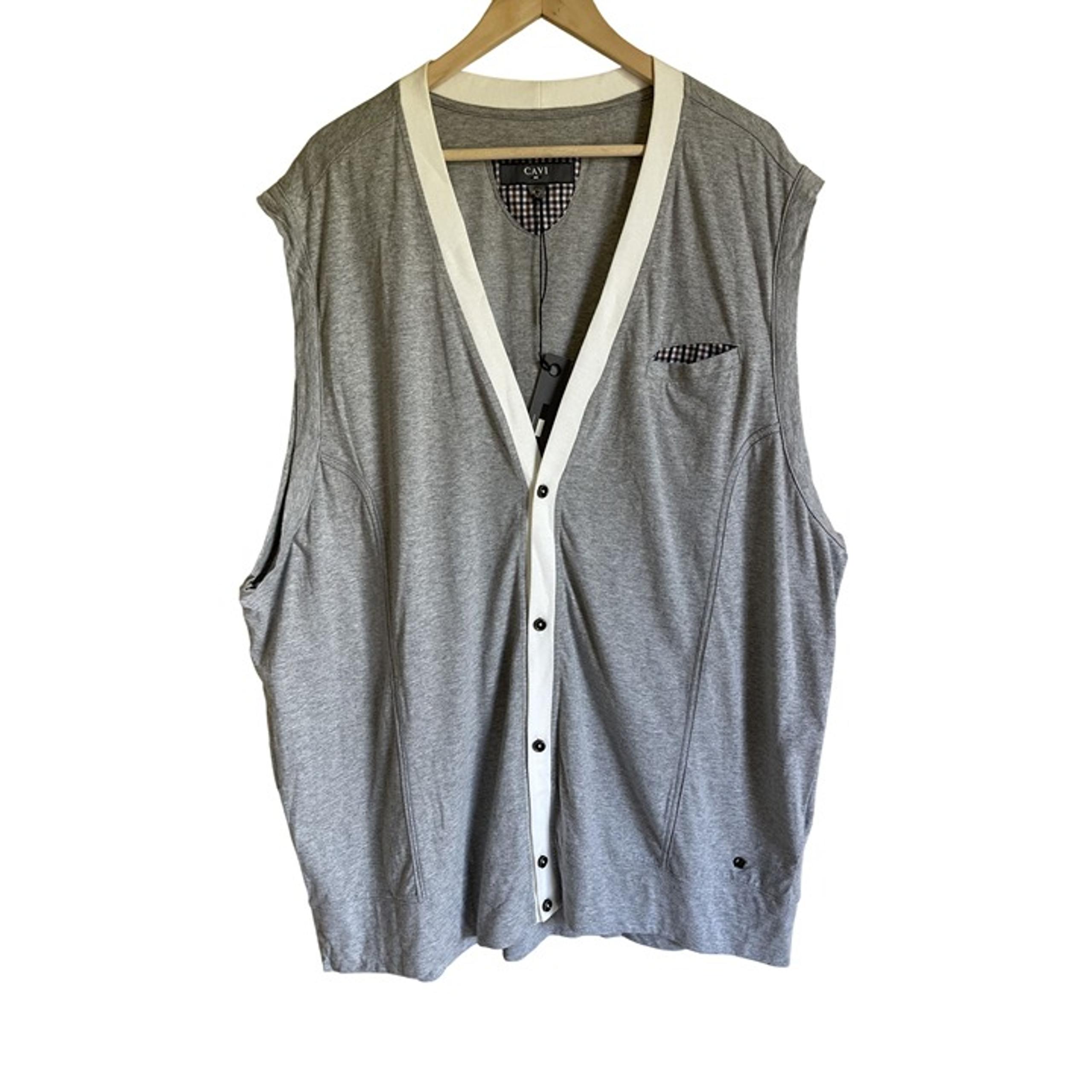 New! CAVI Gray Golf Vest Pocket Square 4XL Jersey Knit Button Front